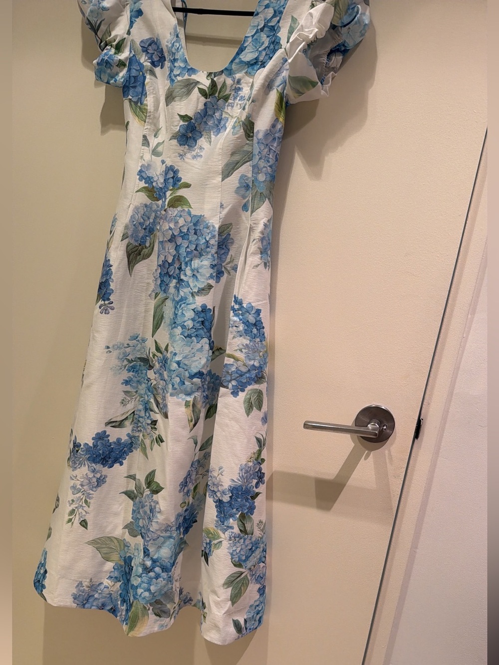 Forever New White Maxi Skirt with Blue Floral Print